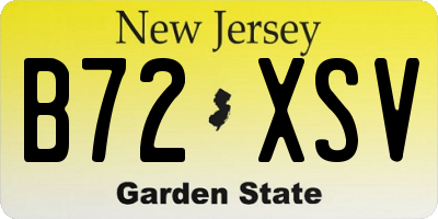 NJ license plate B72XSV