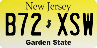 NJ license plate B72XSW
