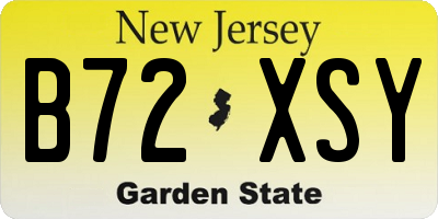 NJ license plate B72XSY
