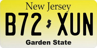 NJ license plate B72XUN