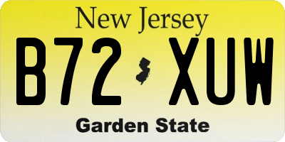 NJ license plate B72XUW