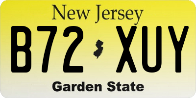 NJ license plate B72XUY