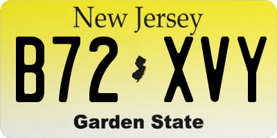 NJ license plate B72XVY