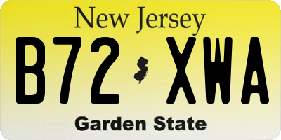 NJ license plate B72XWA