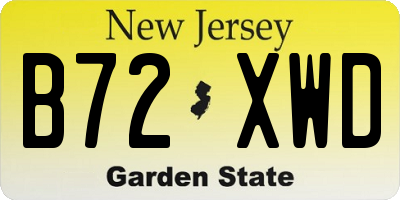 NJ license plate B72XWD