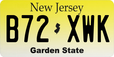 NJ license plate B72XWK