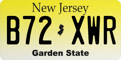 NJ license plate B72XWR