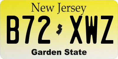 NJ license plate B72XWZ