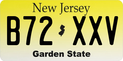 NJ license plate B72XXV