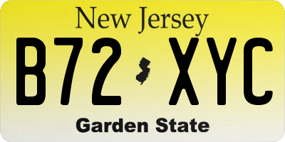 NJ license plate B72XYC