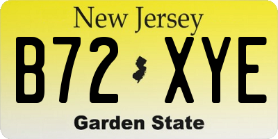 NJ license plate B72XYE