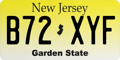 NJ license plate B72XYF