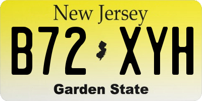NJ license plate B72XYH