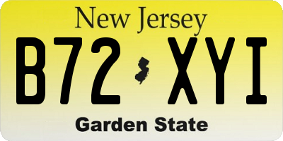 NJ license plate B72XYI