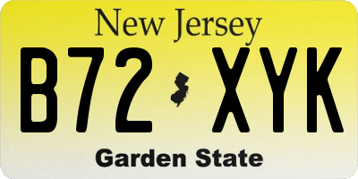 NJ license plate B72XYK