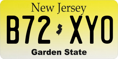NJ license plate B72XYO