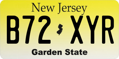 NJ license plate B72XYR