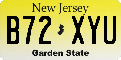 NJ license plate B72XYU