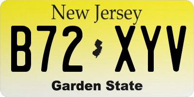 NJ license plate B72XYV