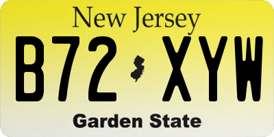 NJ license plate B72XYW