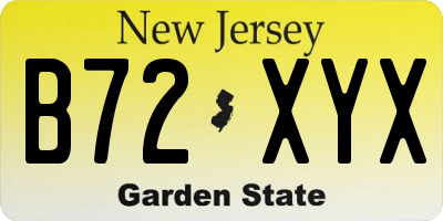NJ license plate B72XYX