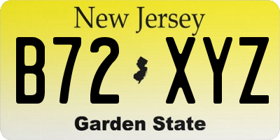 NJ license plate B72XYZ