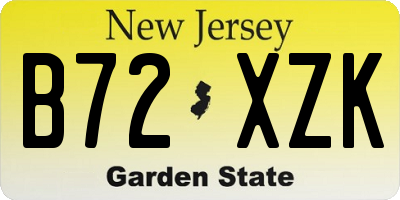 NJ license plate B72XZK