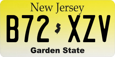 NJ license plate B72XZV
