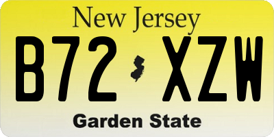 NJ license plate B72XZW