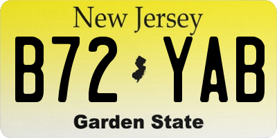 NJ license plate B72YAB