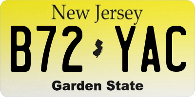 NJ license plate B72YAC