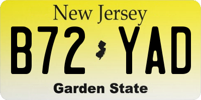 NJ license plate B72YAD