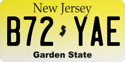NJ license plate B72YAE