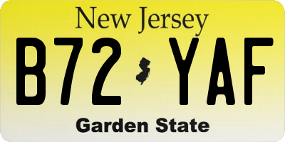 NJ license plate B72YAF