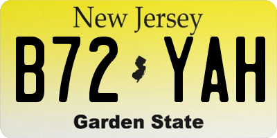 NJ license plate B72YAH