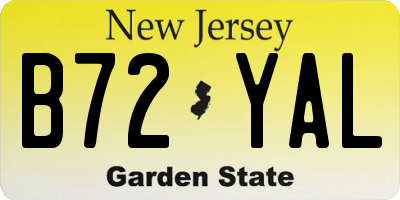 NJ license plate B72YAL
