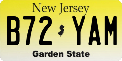 NJ license plate B72YAM