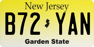 NJ license plate B72YAN