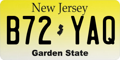 NJ license plate B72YAQ