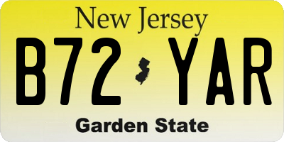 NJ license plate B72YAR