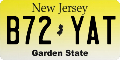 NJ license plate B72YAT