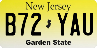 NJ license plate B72YAU