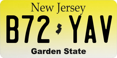 NJ license plate B72YAV