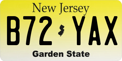 NJ license plate B72YAX