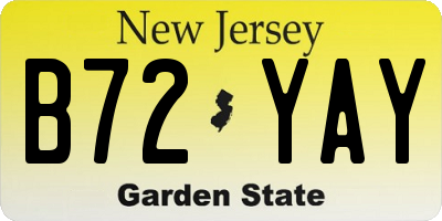 NJ license plate B72YAY