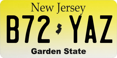 NJ license plate B72YAZ