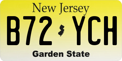 NJ license plate B72YCH