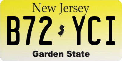 NJ license plate B72YCI