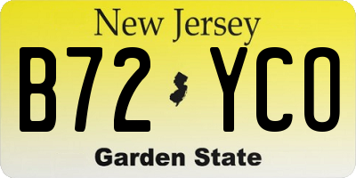 NJ license plate B72YCO