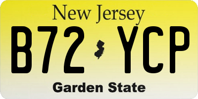 NJ license plate B72YCP